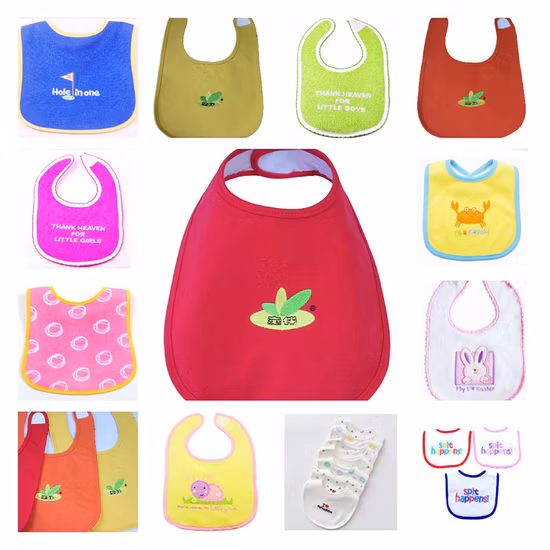 L'OEM della fabbrica cinese produce bavaglino per bambini in maglia di cotone con ricamo di design personalizzato